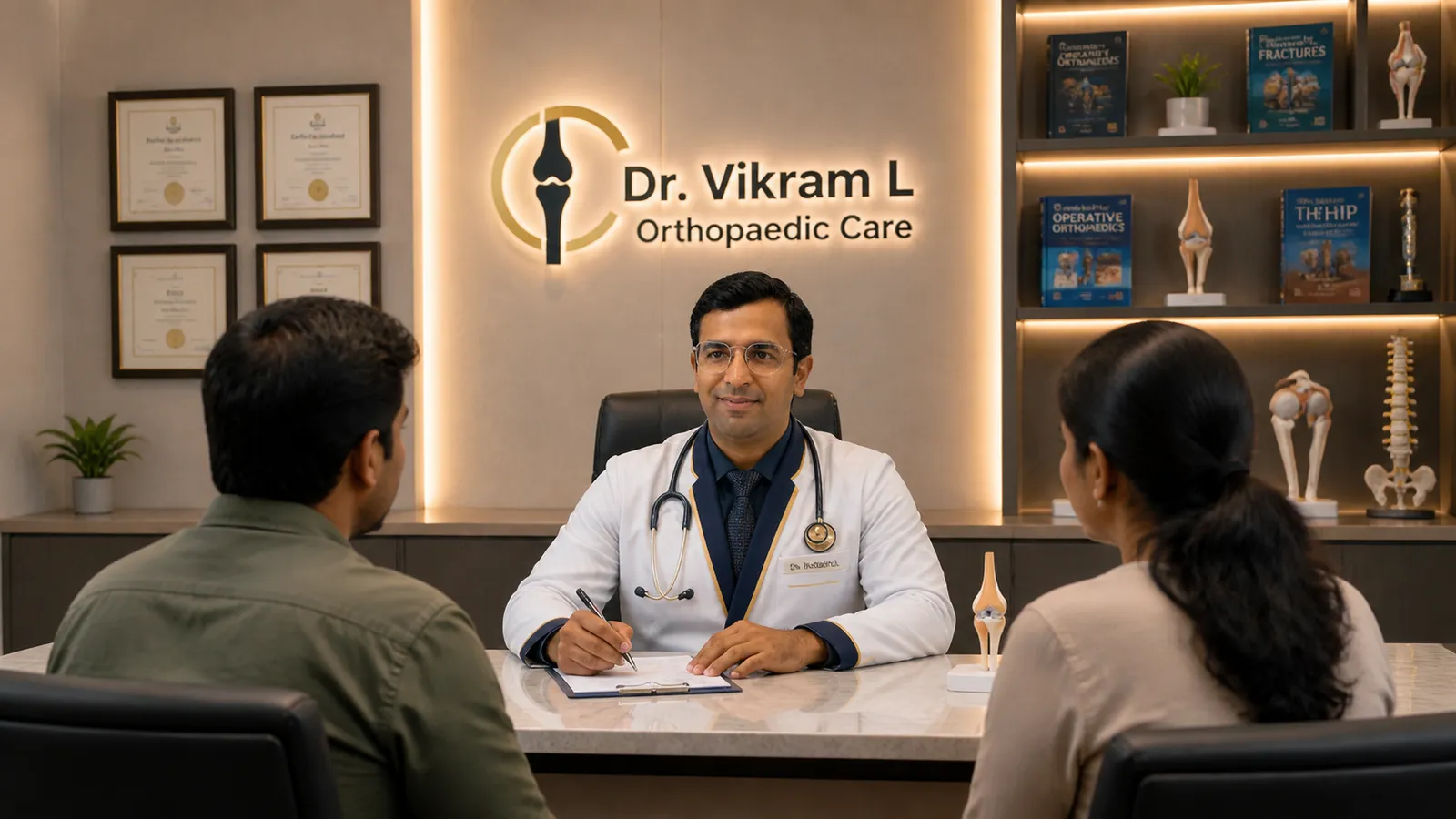 Dr. Vikram L in consultation at his clinic