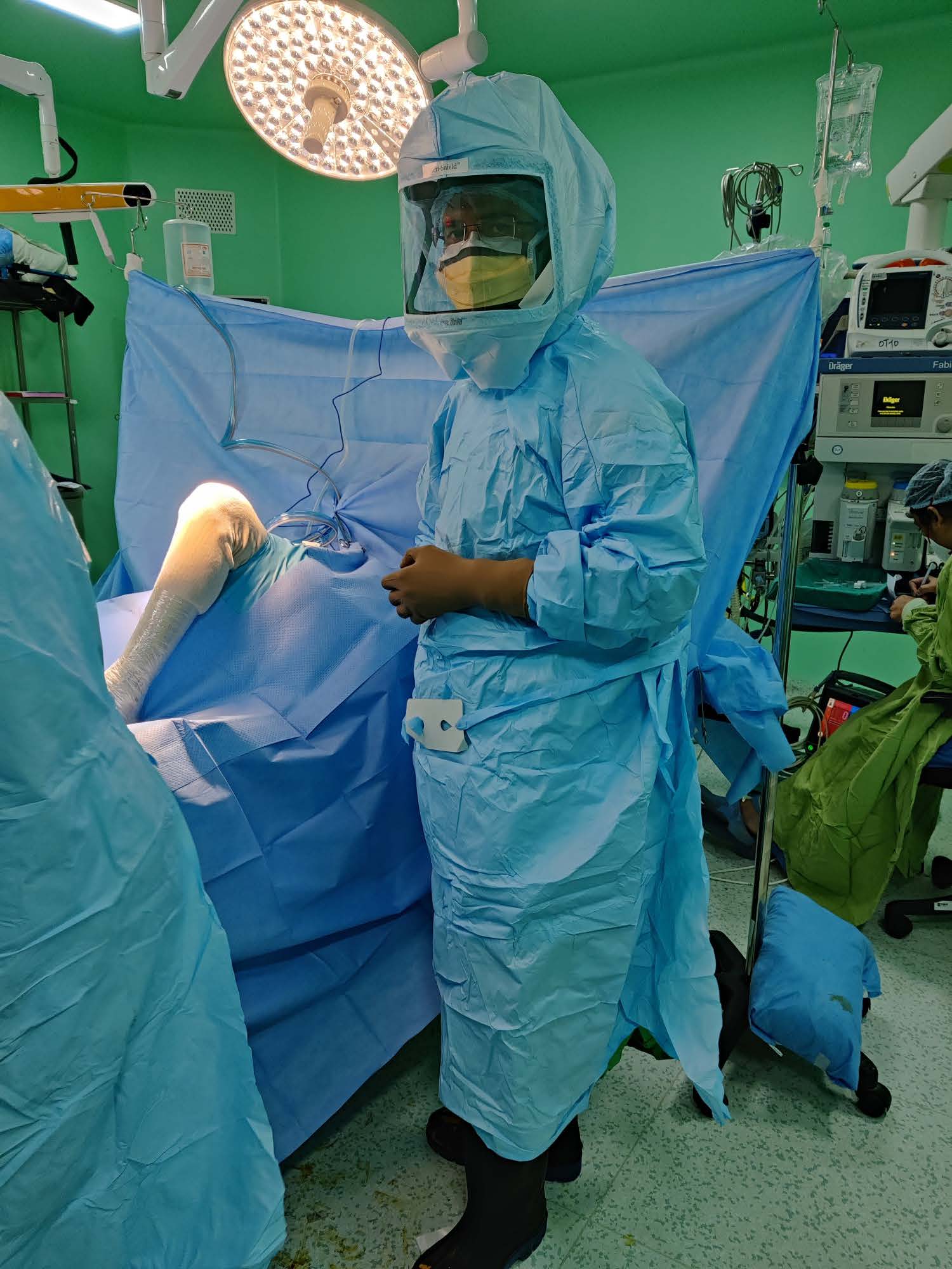 Dr. Vikram L in the operating theatre.